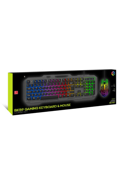 Metall Korpus Rgb 2in1 O'yinchi Gaming Mexanik Hisli Simli Turk Q Klaviatura Va Rgb Sichqoncha To'plami Blic Bkb9 - 16