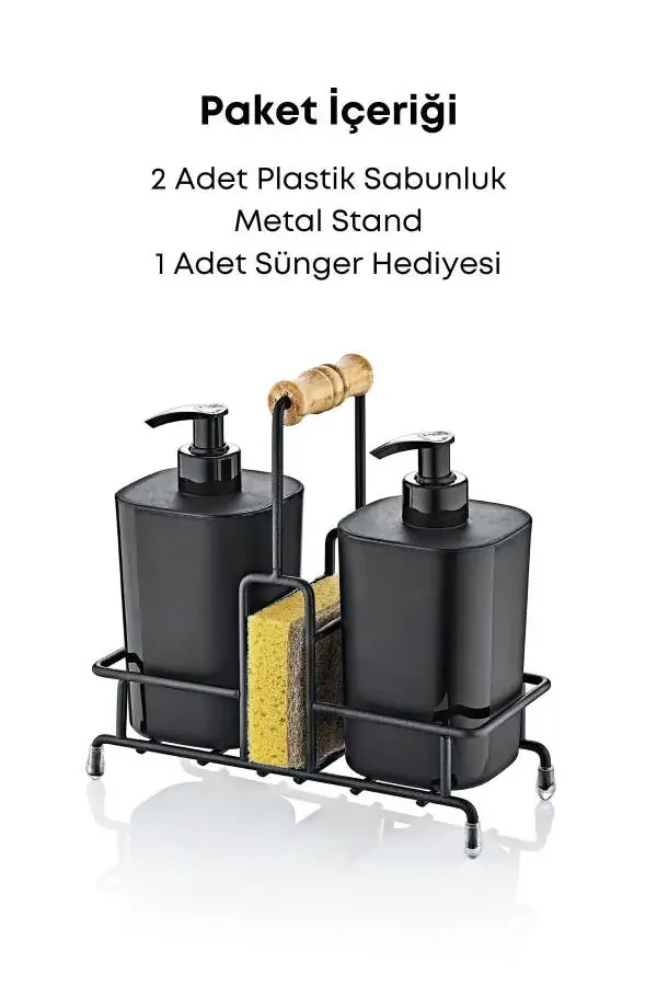 Metall stendli qora begonia idish yuviladigan suyuq sovun va suyuq sovun idishi oshxona to'plami-g'ubka sovg'a sifatida - 4