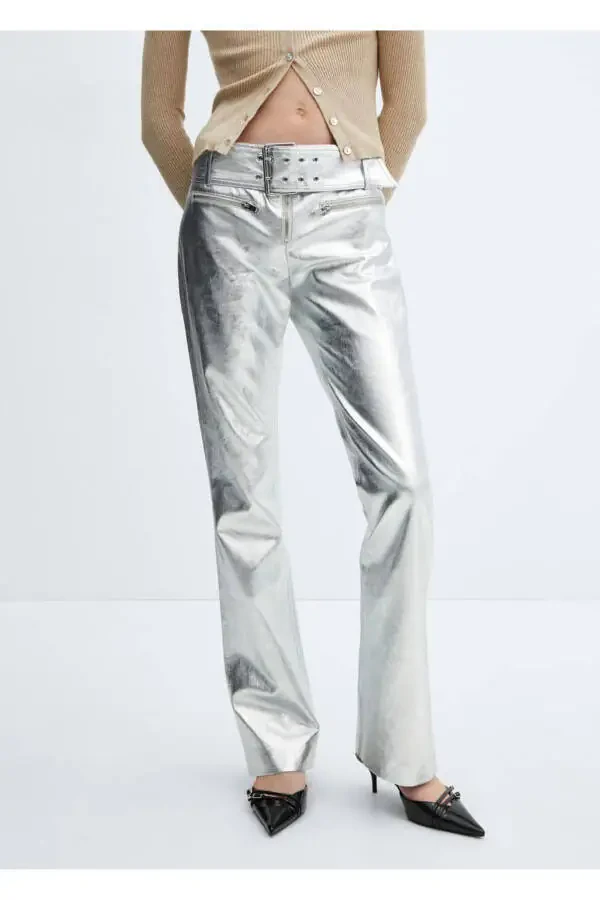 Metallic belted trousers - 1