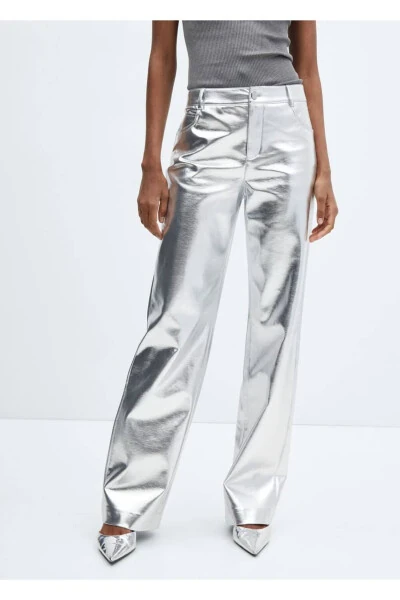 Metallic Leather-Look Pants - 1