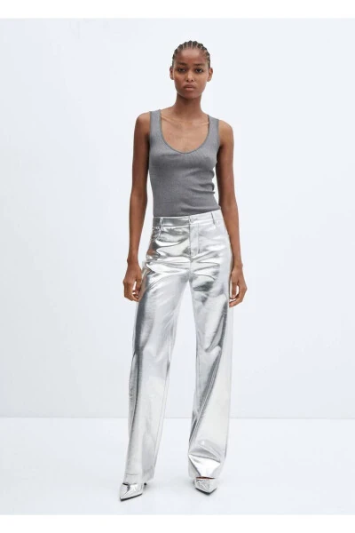 Metallic Leather-Look Pants - 2