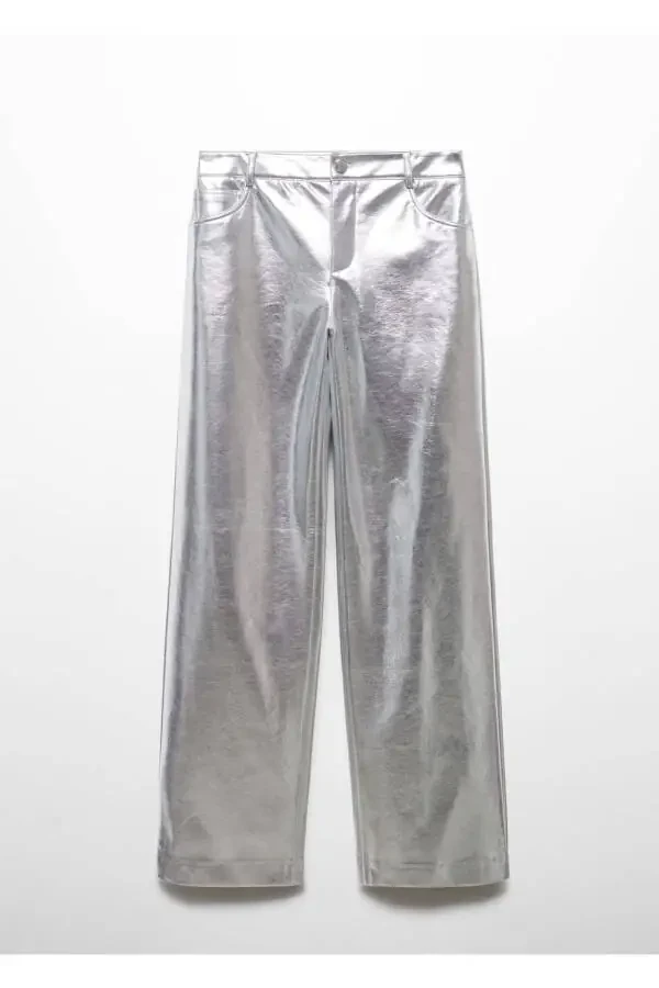 Metallic Leather-Look Pants - 3