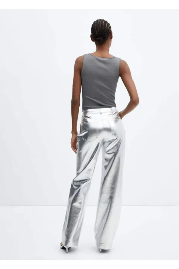 Metallic Leather-Look Pants - 4