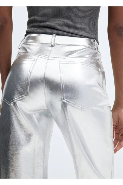 Metallic Leather-Look Pants - 6