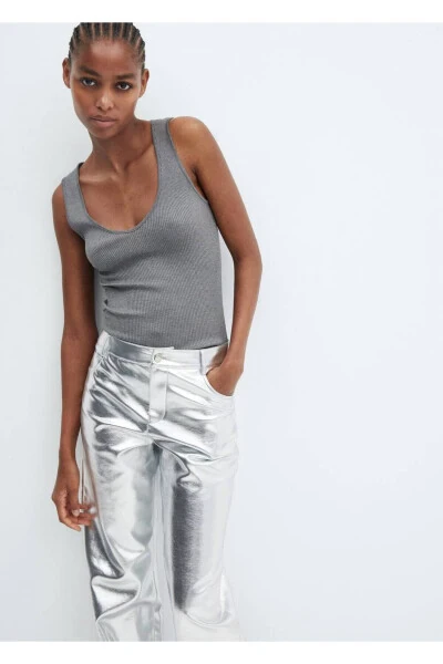 Metallic Leather-Look Pants - 7