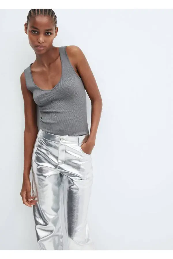 Metallic Leather-Look Pants - 7