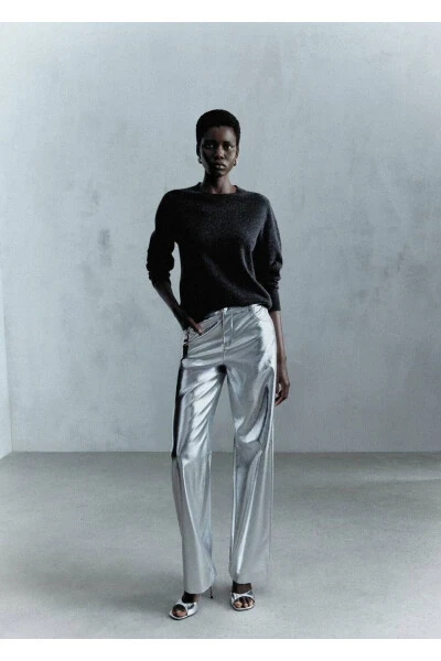 Metallic Leather-Look Pants - 8