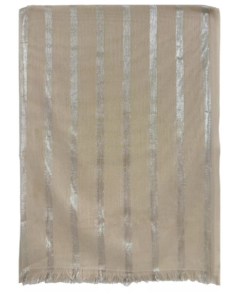 Metallic Stripe Oblong Scarf Ivory - 3