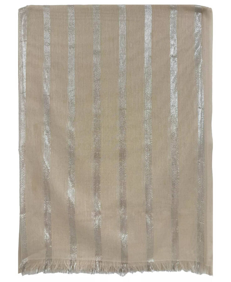 Metallic Stripe Oblong Scarf Ivory - 3