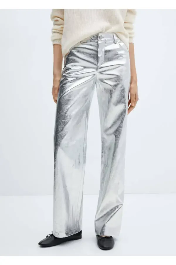 Metallic Wideleg Pants - 1