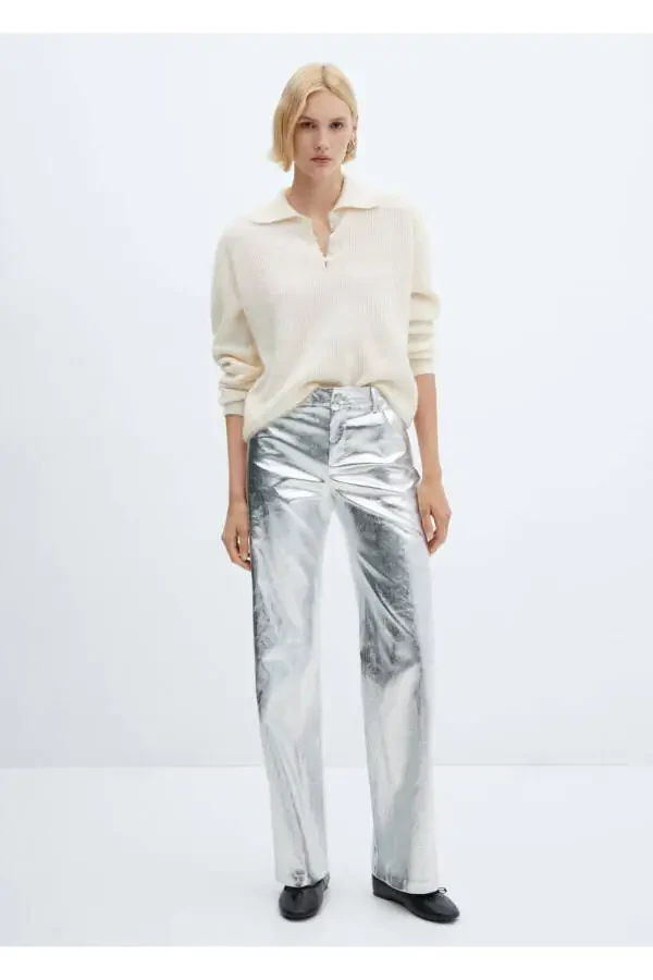 Metallic Wideleg Pants - 2
