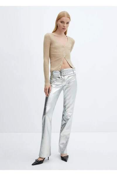 Металлические брюки с поясом - MANGO (1)