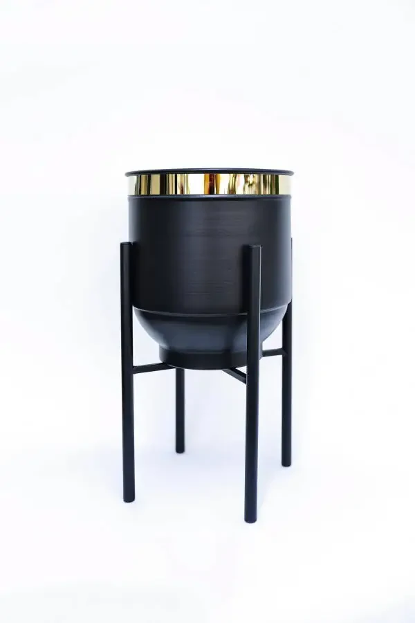 Металлический подставной цветочный горшок декоративный черный золотой деталь ваза 50x30 - 6