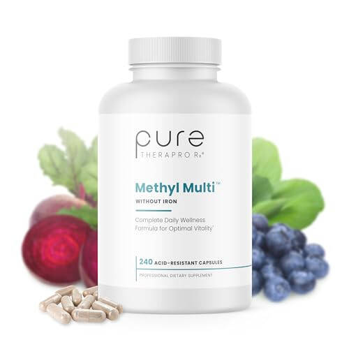 Methyl Multi Without Iron - 240 Vegan Capsules - Vitamins & Minerals + Methyl B12 & MethylFolate as Quatrefolic (5-MTHF), Ultra Pure Multivitamin & Multimineral Supplement Supports Energy & Vitality - 1