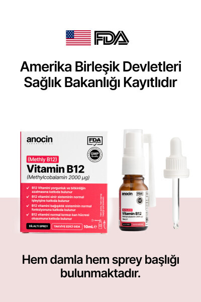 Metil Kobalamin B12 Spreyi 1000 мкг 2000 мкг 10 мл - 10