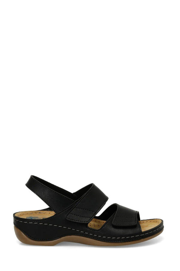161833 Siyah Comfort Taban Kadın Cırtlı Sandalet - 2