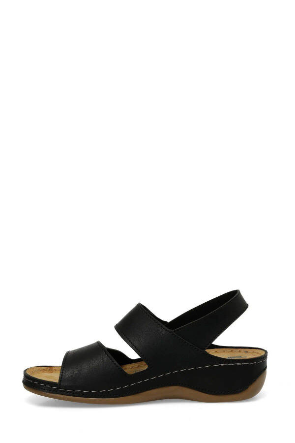 161833 Siyah Comfort Taban Kadın Cırtlı Sandalet - 3