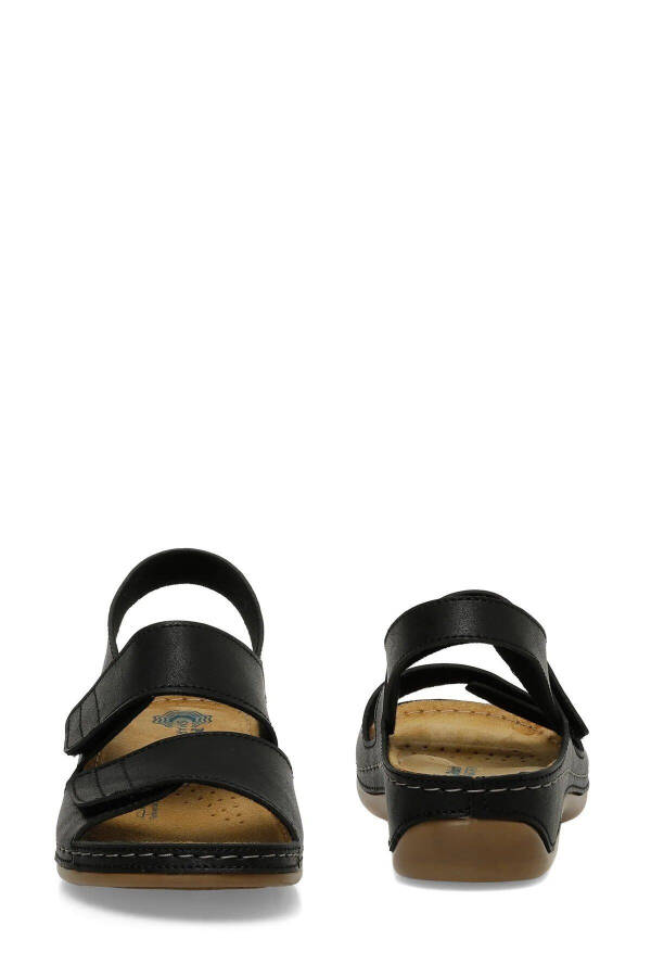 161833 Siyah Comfort Taban Kadın Cırtlı Sandalet - 4