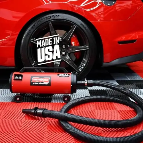METROVAC Air Force Master Blaster Car Dryer Blower - MBR-3CD Red | Car & Motorcycle Dryer Blower with 10 Ft Hose, Touchless Auto Detailing Air Dryer, Powerful Vehicle Drying and Car Cleaning - 3