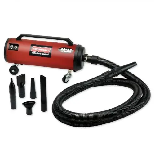 METROVAC Air Force Master Blaster Car Dryer Blower - MBR-3CDSWB Red | Two 4.0 Peak HP Motors, 10 Ft Hose, Touchless Auto Detailing Blower and Air Dryer for Cars & Motorcycles, Wall Bracket System - 1