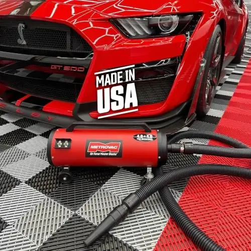 METROVAC Air Force Master Blaster Car Dryer Blower - MBR-3CDSWB Red | Two 4.0 Peak HP Motors, 10 Ft Hose, Touchless Auto Detailing Blower and Air Dryer for Cars & Motorcycles, Wall Bracket System - 3
