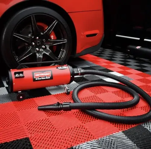 METROVAC Air Force Master Blaster Car Dryer Bower - MBR-3CDSWB-30 Red | Dual 4.0 Peak HP Motors, 30 Ft Hose, Touchless Auto Detailing Blower and Car Dryer for Cars & Motorcycles, Powerful Air Dryer - 5