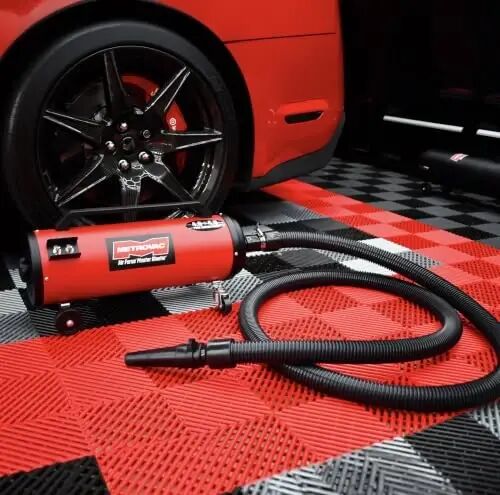 METROVAC Air Force Master Blaster Car Dryer Bower - MBR-3CDSWB-30 Red | Dual 4.0 Peak HP Motors, 30 Ft Hose, Touchless Auto Detailing Blower and Car Dryer for Cars & Motorcycles, Powerful Air Dryer - 5
