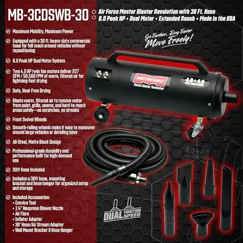 METROVAC Air Force Master Blaster Revolution with 30' Hose MB-3CDSWB-30 MB-3CD SWB-30 - 1