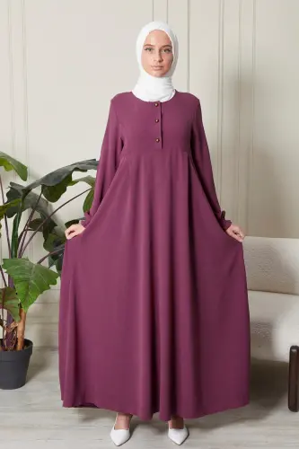 Mevlana Etek Aerobin Kumaş Tesettür Giyim Anne Elbisesi Namaz Elbisesi Geniş Kalıp Tesettür Elbisesi - Gül Kurusu - 3