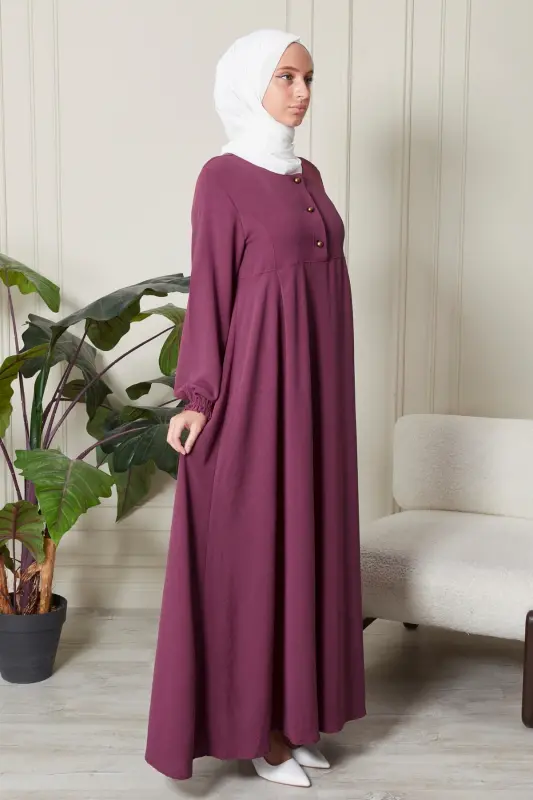 Mevlana Etek Aerobin Kumaş Tesettür Giyim Anne Elbisesi Namaz Elbisesi Geniş Kalıp Tesettür Elbisesi - Gül Kurusu - 4