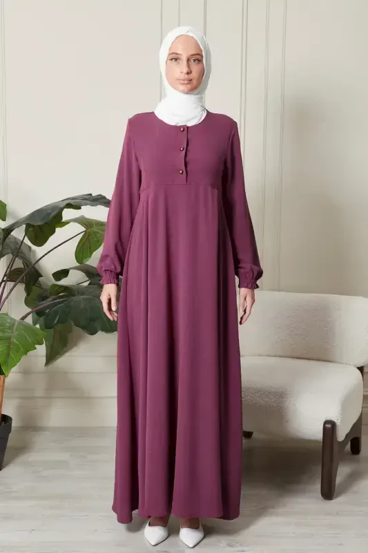 Mevlana Skirt Aerobin Fabric Muslim Women's Clothing Mother Dress Prayer Dress Wide Fit Muslim Dress-Rose Gold - FISTAN