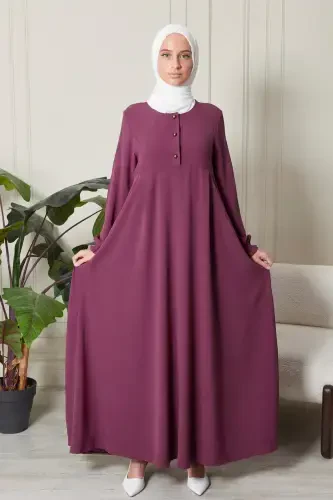 Mevlana Skirt Aerobin Fabric Muslim Women's Clothing Mother Dress Prayer Dress Wide Fit Muslim Dress-Rose Gold - 3