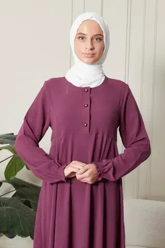 Mevlana Skirt Aerobin Fabric Muslim Women's Clothing Mother Dress Prayer Dress Wide Fit Muslim Dress-Rose Gold - 6