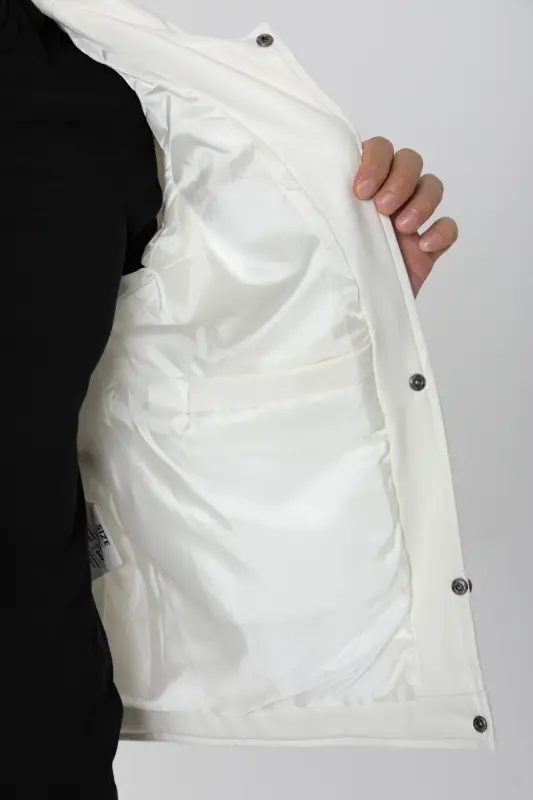 Mevsimlik Vintage Oversize Kısa Deri Ceket-BEYAZ - 7