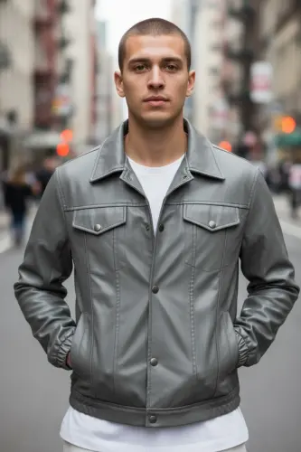 Mevsimlik Vintage Oversize Kısa Deri Ceket-KOYU GRİ 