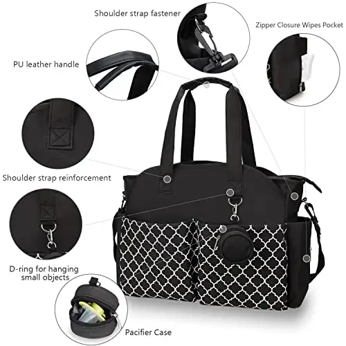 MEYTEILAY Diaper Bag Tote Large Multi-Function Baby Changing Bag for Mom with Changing Station Travel Nappy Bag for Women - 3