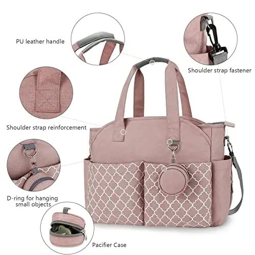 MEYTEILAY Diaper Bag Tote Large Multi-Function Baby Changing Bag for Mom with Changing Station Travel Nappy Bag for Women - 3