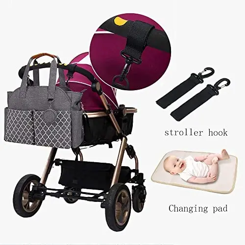 MEYTEILAY Diaper Bag Tote Large Baby Changing Bag for Mom with Changing Station - 7