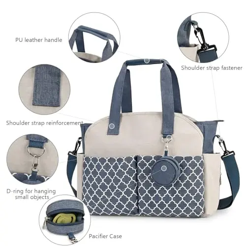 MEYTEILAY Diaper Bag Tote Large Multi-Function Baby Changing Bag for Mom with Changing Station Travel Nappy Bag for Women - 3