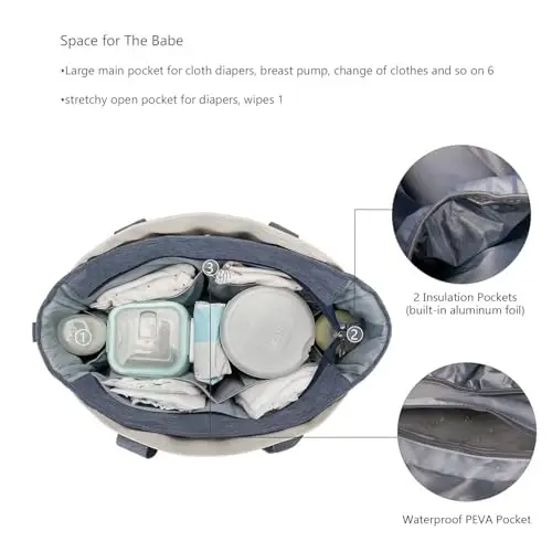 MEYTEILAY Diaper Bag Tote Large Multi-Function Baby Changing Bag for Mom with Changing Station Travel Nappy Bag for Women - 4