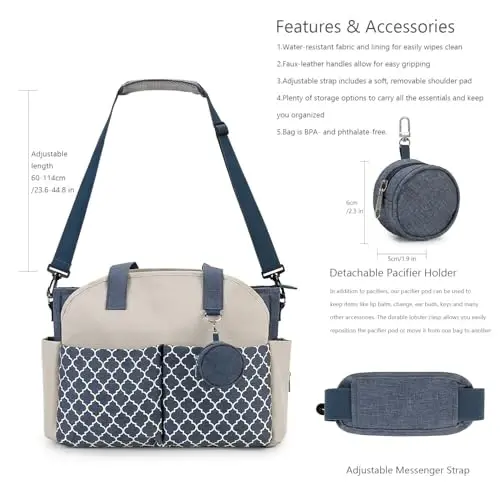 MEYTEILAY Diaper Bag Tote Large Multi-Function Baby Changing Bag for Mom with Changing Station Travel Nappy Bag for Women - 5