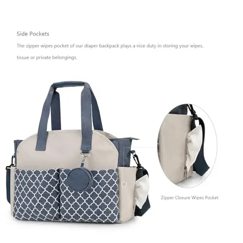 MEYTEILAY Diaper Bag Tote Large Multi-Function Baby Changing Bag for Mom with Changing Station Travel Nappy Bag for Women - 7
