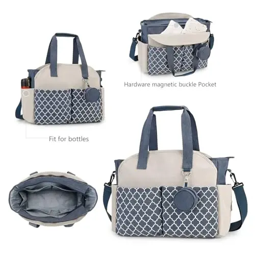 MEYTEILAY Diaper Bag Tote Large Baby Changing Bag for Mom with Changing Station - 6
