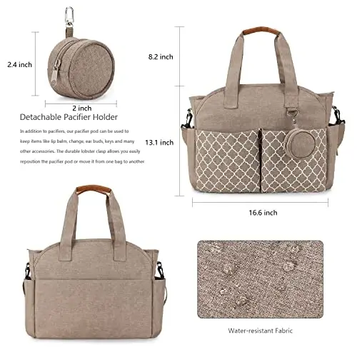 MEYTEILAY Diaper Bag Tote Large Multi-Function Baby Changing Bag for Mom with Changing Station Travel Nappy Bag for Women - 5