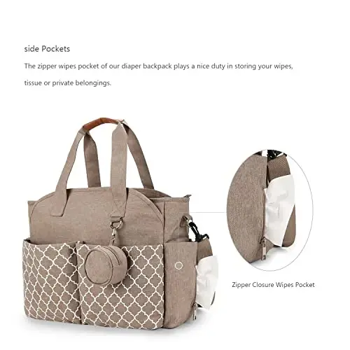 MEYTEILAY Diaper Bag Tote Large Multi-Function Baby Changing Bag for Mom with Changing Station Travel Nappy Bag for Women - 6