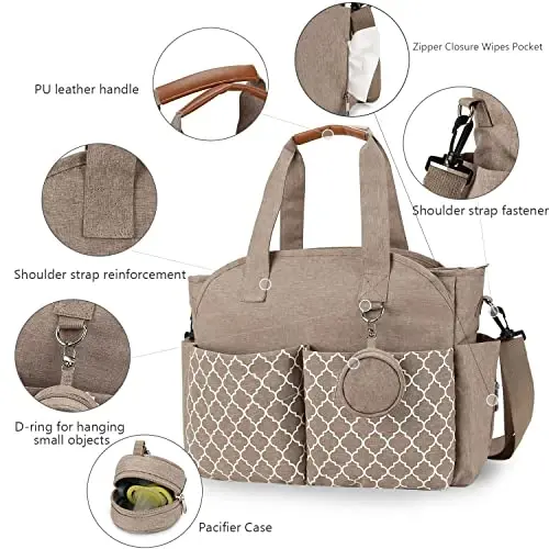 MEYTEILAY Diaper Bag Tote Large Baby Changing Bag for Mom with Changing Station - 3