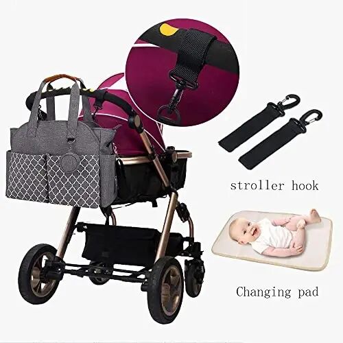 MEYTEILAY Diaper Bag Tote Large Baby Changing Bag for Mom with Changing Station - 7