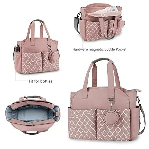 MEYTEILAY Diaper Bag Tote Large Baby Changing Bag for Mom with Changing Station - 4