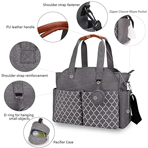 MEYTEILAY Diaper Bag Tote Large Baby Changing Bag for Mom with Changing Station - 3