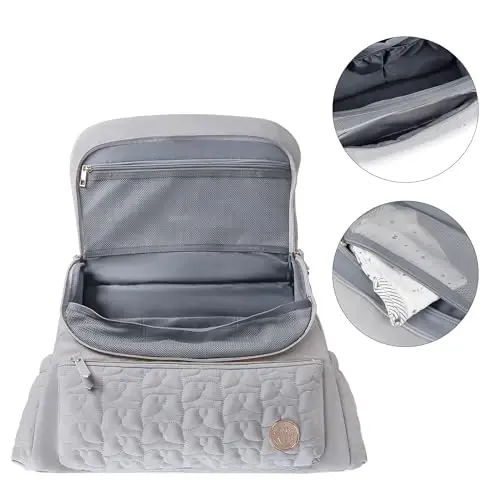 MEYTEILAY Pampers sumkasi Tote Baby Changing Bag Katta Baby Sumkalar Ona uchun o'zgartirish stantsiyasi bilan Multifunction Travel Nappy Bag - 5